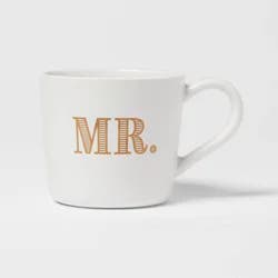 15oz Stoneware Mr. Mug - Threshold™: Traditional White Drinkware, Dishwasher & Microwave Safe, Wedding Gift Idea