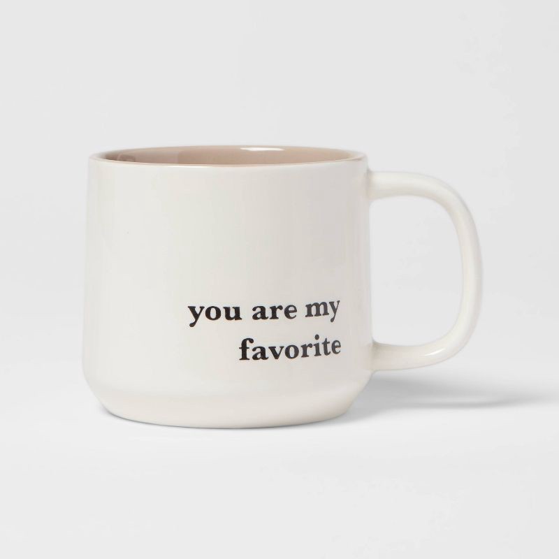 slide 1 of 3, 15oz Stoneware You Are My Favorite Mug - Threshold™: Traditional White Coffee Mugs, Dishwasher & Microwave Safe, 15 oz