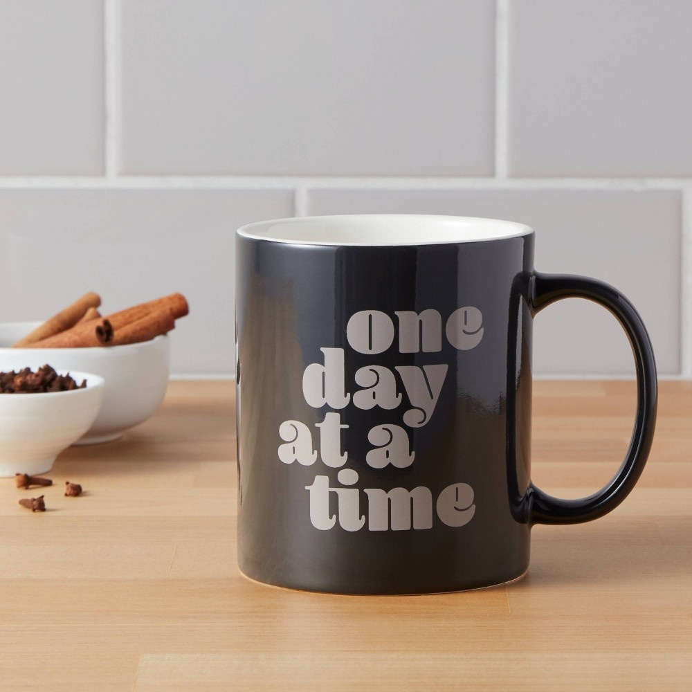 slide 2 of 3, Stoneware One Day At A Time Mug - Room Essentials, 15 oz