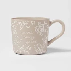 15oz Stoneware You're Doing Great Mug - Threshold™: Green Coffee Cup, Dishwasher & Microwave Safe, Traditional Style