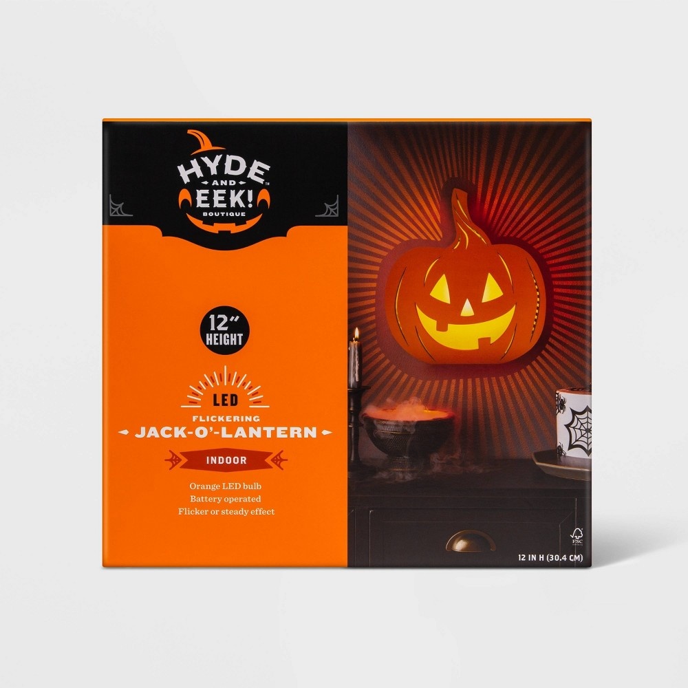 slide 2 of 2, LED Backlit Orange Flickering Jack-O'-Lantern Halloween Lighted Decor - Hyde & EEK! Boutique, 1 ct