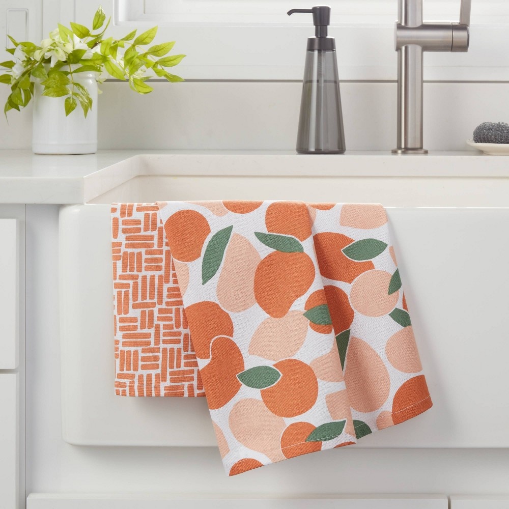 slide 2 of 3, Cotton Abstract Fruit Kitchen Towels - Room Essentials, 2 ct