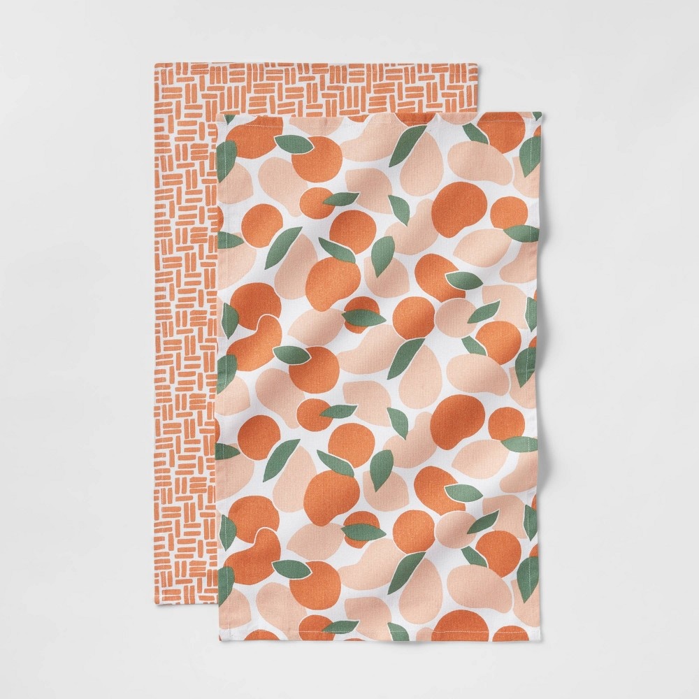 slide 3 of 3, Cotton Abstract Fruit Kitchen Towels - Room Essentials, 2 ct