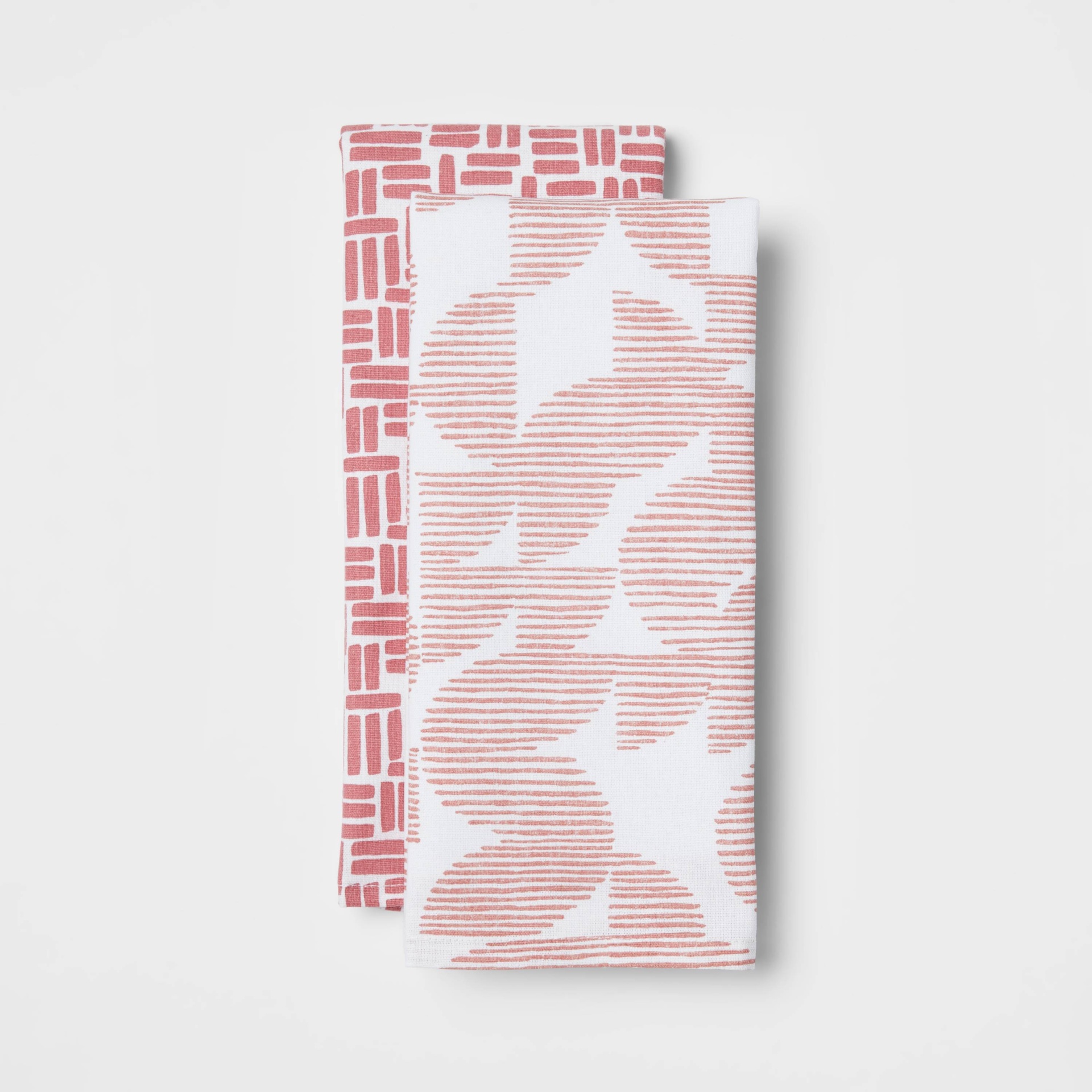slide 1 of 3, 2pk Cotton Geometric Kitchen Towels Pink - Room Essentials, 2 ct