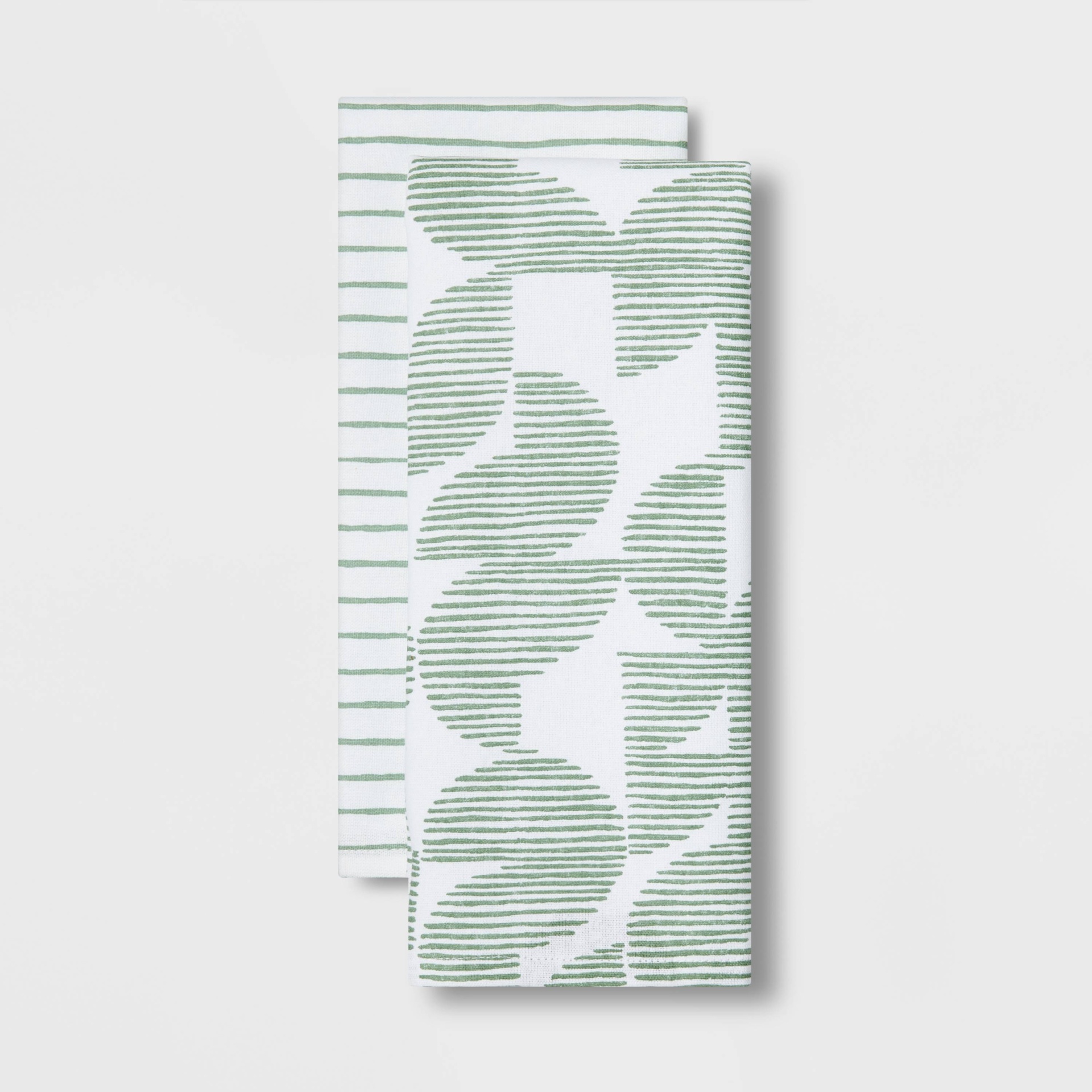 slide 1 of 3, 2pk Cotton Geometric Kitchen Towels Green - Room Essentials, 2 ct
