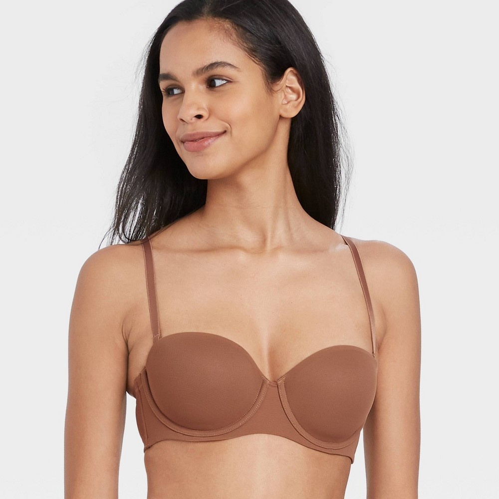 slide 4 of 4, Women's Lightly Lined Strapless Bra - Auden Caramel 36DDD, 1 ct