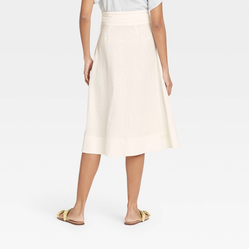 slide 2 of 3, Women's Midi A-Line Skirt - A New Day Cream S, 1 ct