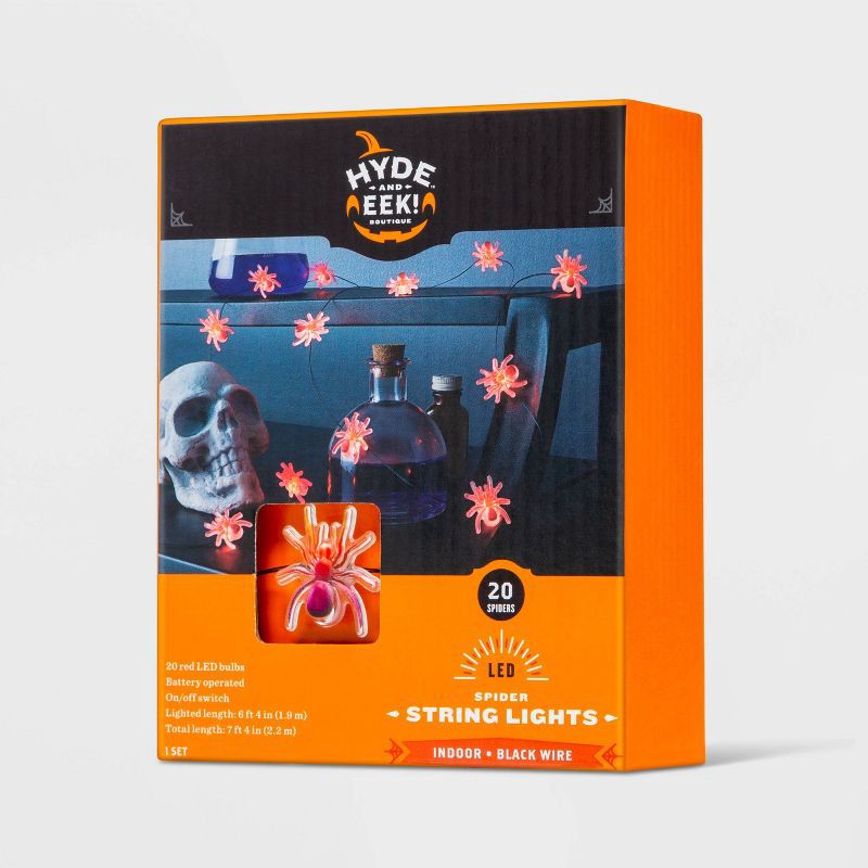 slide 2 of 4, Spider Reflector Red LED Bulbs Halloween String Lights - Hyde & EEK! Boutique™, 1 ct