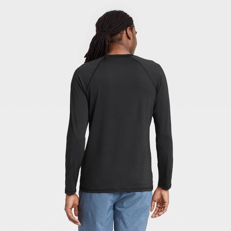 slide 2 of 3, Men's Long Sleeve Rash Guard Swim Shirt - Goodfellow & Co™ Black L: UPF 50+, Recycled Polyester, 1 ct
