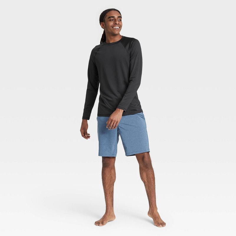 slide 3 of 3, Men's Long Sleeve Rash Guard Swim Shirt - Goodfellow & Co™ Black L: UPF 50+, Recycled Polyester, 1 ct