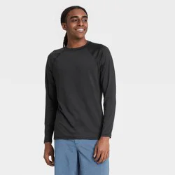Men's Long Sleeve Rash Guard Swim Shirt - Goodfellow & Co™ Black L: UPF 50+, Recycled Polyester