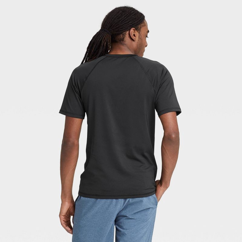 slide 2 of 3, Men's Short Sleeve Rash Guard Swim Shirt - Goodfellow & Co™ Black XXL: UPF 50+ Protection, Recycled Polyester Blend, 1 ct