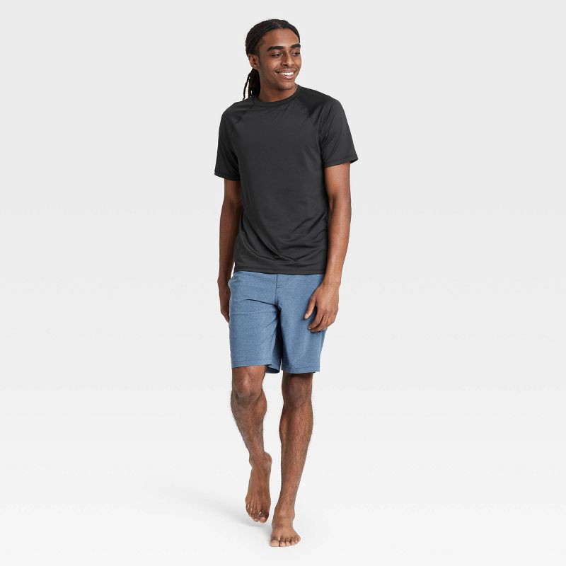 slide 3 of 3, Men's Short Sleeve Rash Guard Swim Shirt - Goodfellow & Co™ Black XXL: UPF 50+ Protection, Recycled Polyester Blend, 1 ct