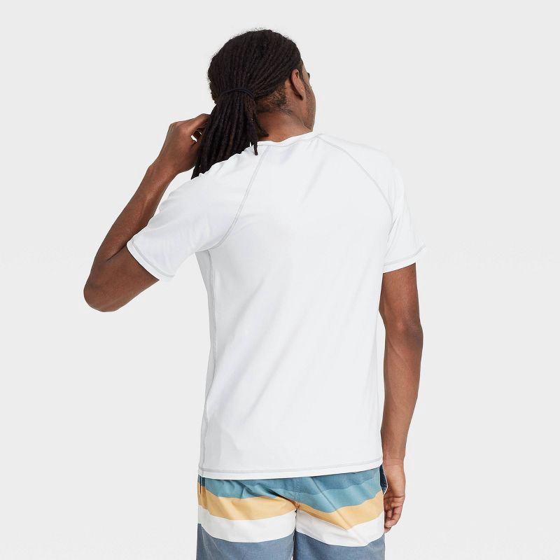 slide 2 of 3, Men's Short Sleeve Rash Guard Swim Shirt - Goodfellow & Co™ White XL: Recycled Polyester, Spandex, UPF 50+, Machine Washable, 1 ct