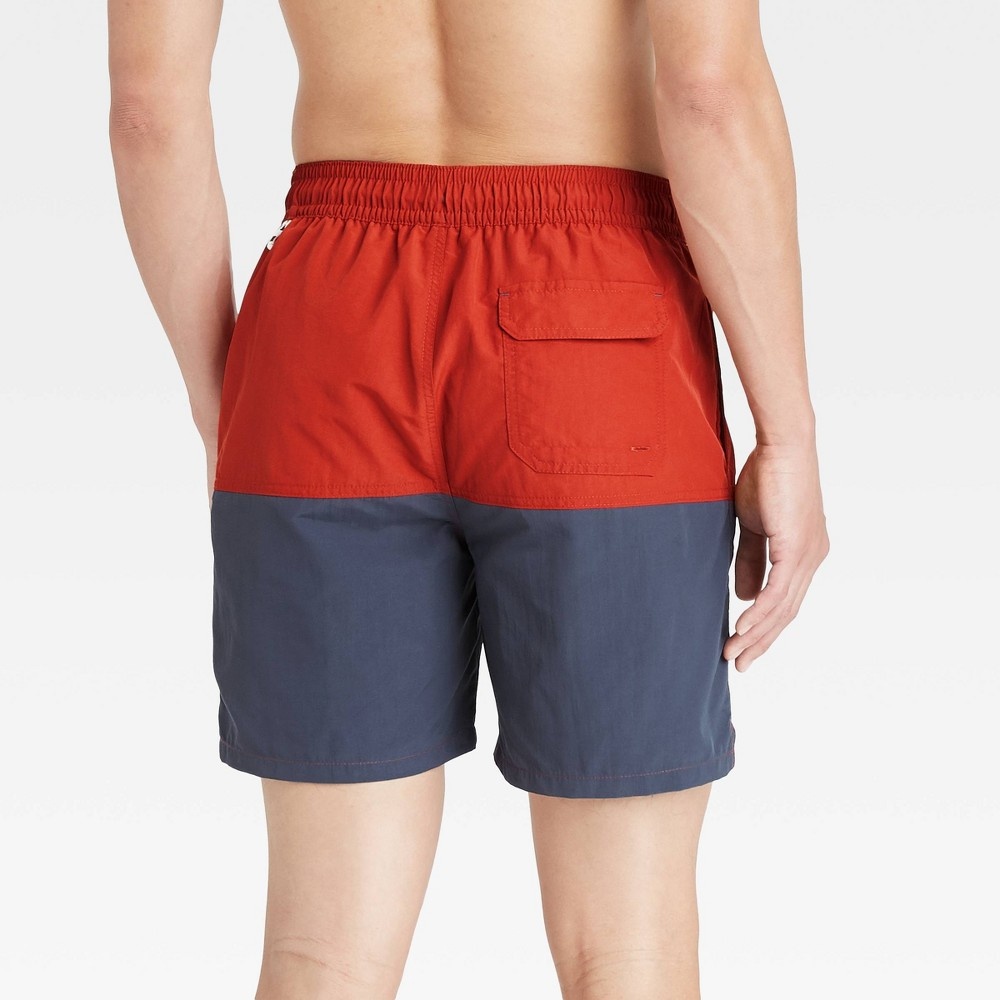 slide 2 of 3, Men's 7" Swim Trunks - Goodfellow & Co Roasted Pepper M, 1 ct