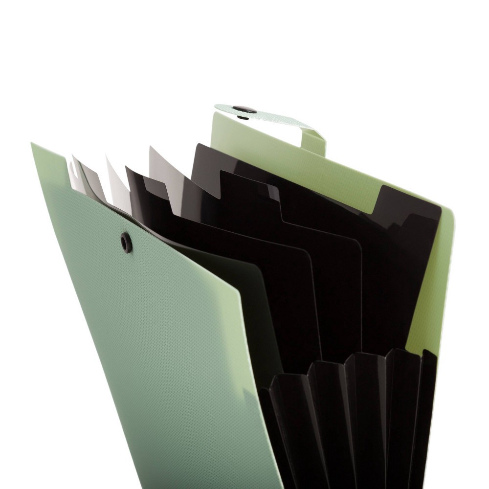 slide 6 of 6, U Brands 1.5" Plastic Performance D Ring Bindfolio 200 Sheet Capacity 5 Pocket Olive, 1 ct