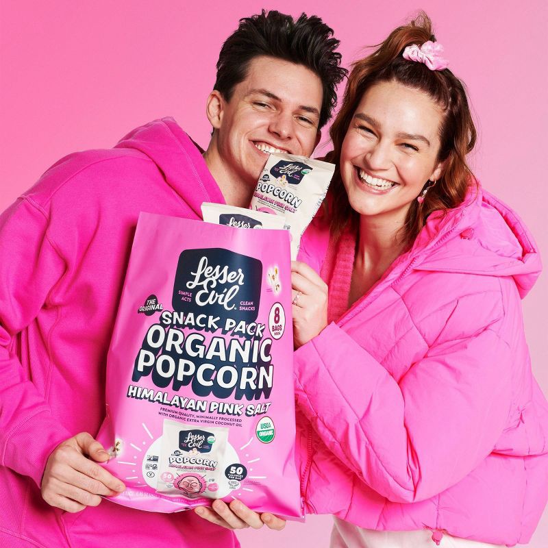 slide 2 of 4, LesserEvil Organic Popcorn, Snack Pack, Himalayan Pink - 8ct / 3.68oz, 8 ct, 3.68 oz