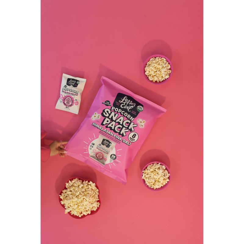 slide 4 of 4, LesserEvil Organic Popcorn, Snack Pack, Himalayan Pink - 8ct / 3.68oz, 8 ct, 3.68 oz