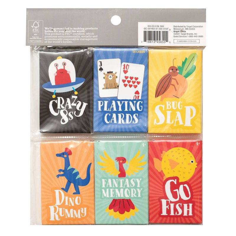 slide 2 of 3, 6ct Kids' Playing Cards Party Favor Set - Spritz, 6 ct