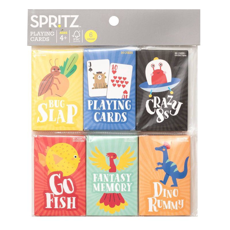 slide 1 of 3, 6ct Kids' Playing Cards Party Favor Set - Spritz, 6 ct