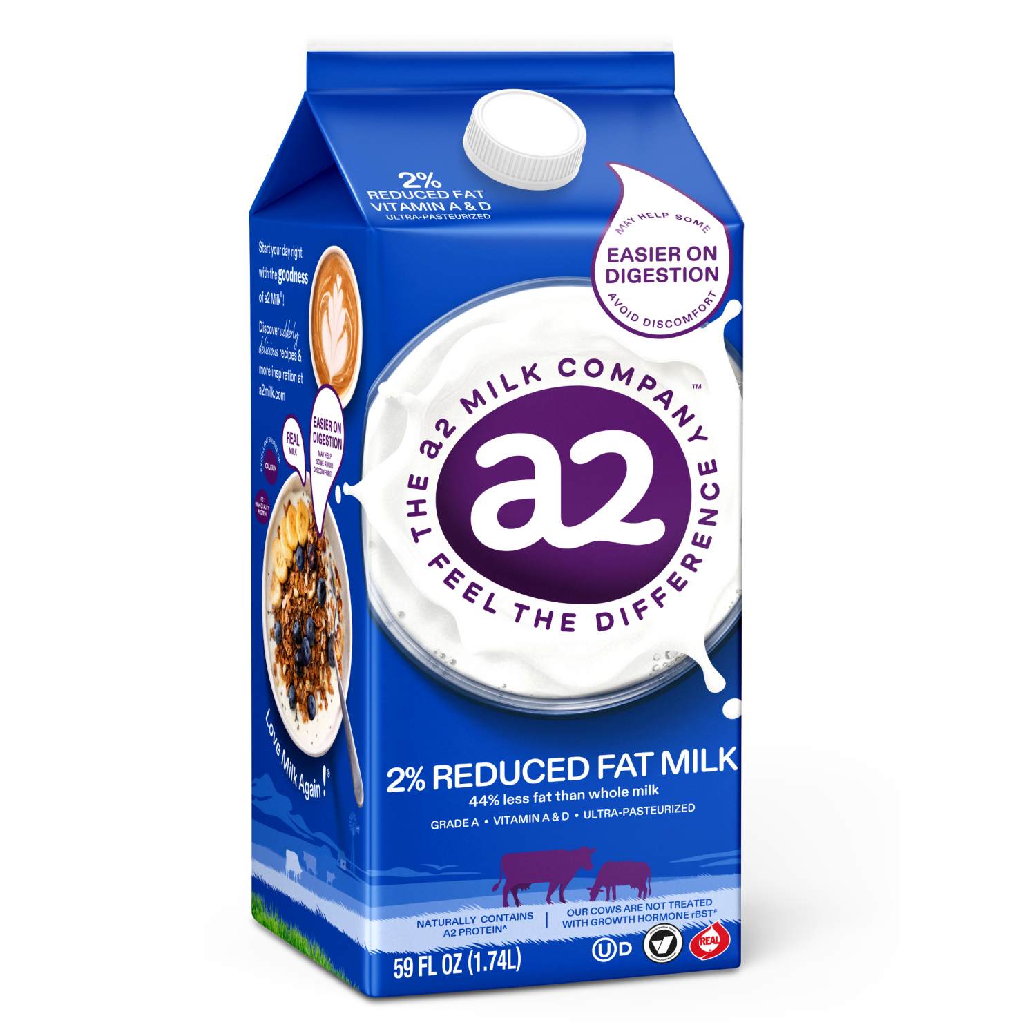 slide 3 of 4, A2 Milk 2% Reduced Fat Milk - 59 Fz, 59 fl oz