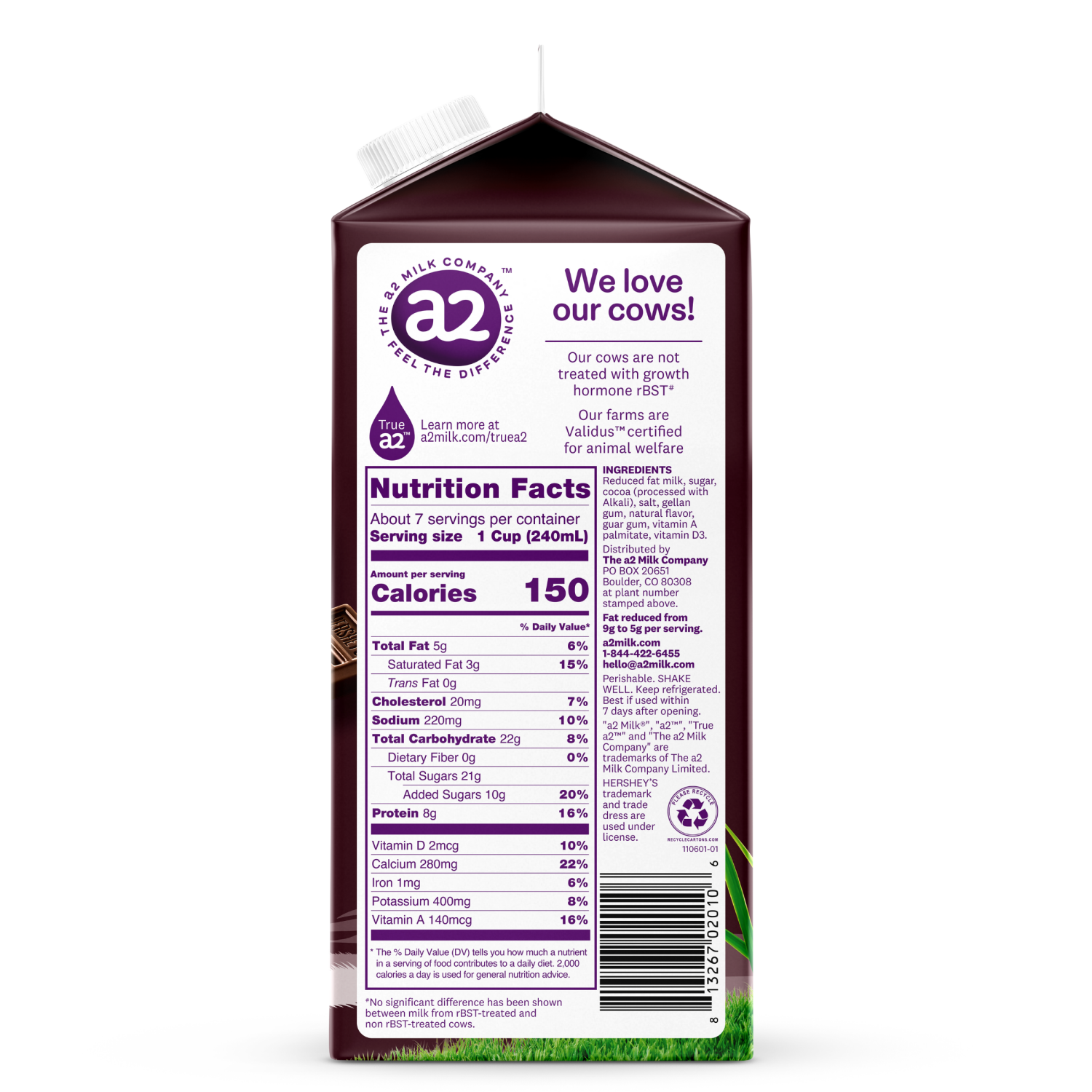 slide 2 of 4, A2 Milk HERSHEY'S Chocolate 2% Reduced Fat Milk, 59 fl oz