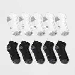 Women's Cushioned 10pk Ankle Socks - All In Motion™ White/Black 4-10: Moisture Wicking, Arch Support