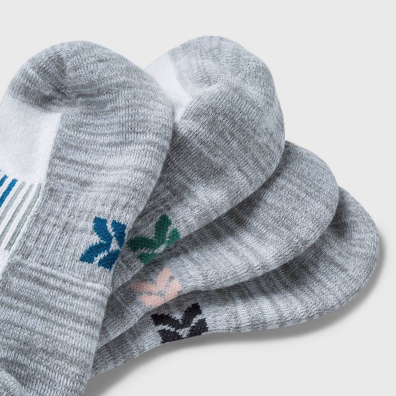 slide 3 of 3, Women's Finish Line Striped Cushioned 6pk No Show Socks - All In Motion™ White 4-10: Moisture Wicking, Reinforced Toe, 6 ct