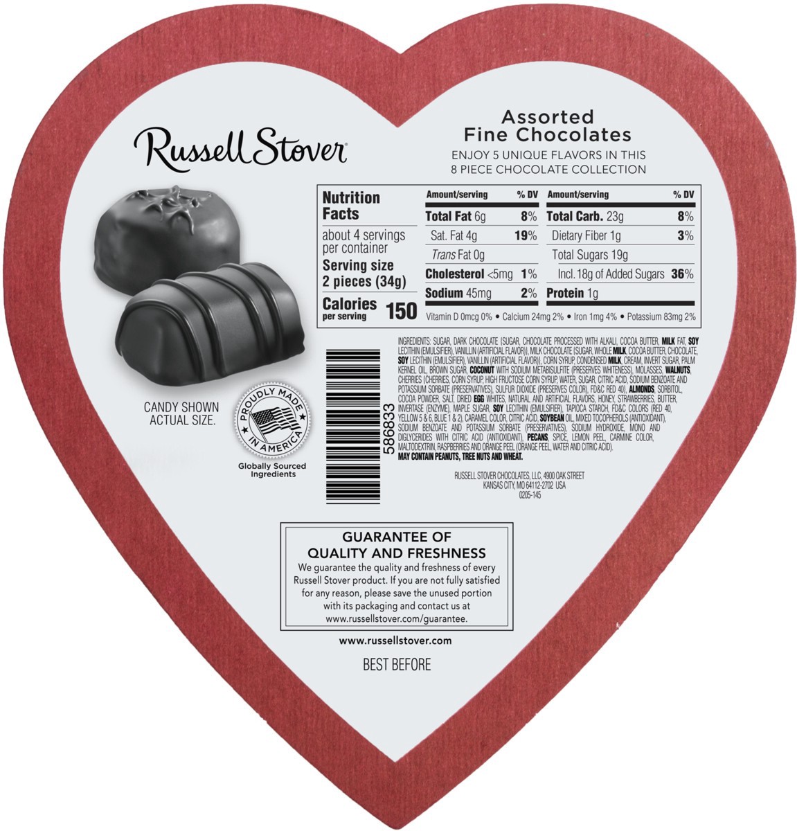 slide 3 of 3, RUSSELL STOVER Valentine's Day Encouragement Heart Assorted Milk & Dark Chocolate Gift Box, 4.03 oz. (7 pieces), 7 ct