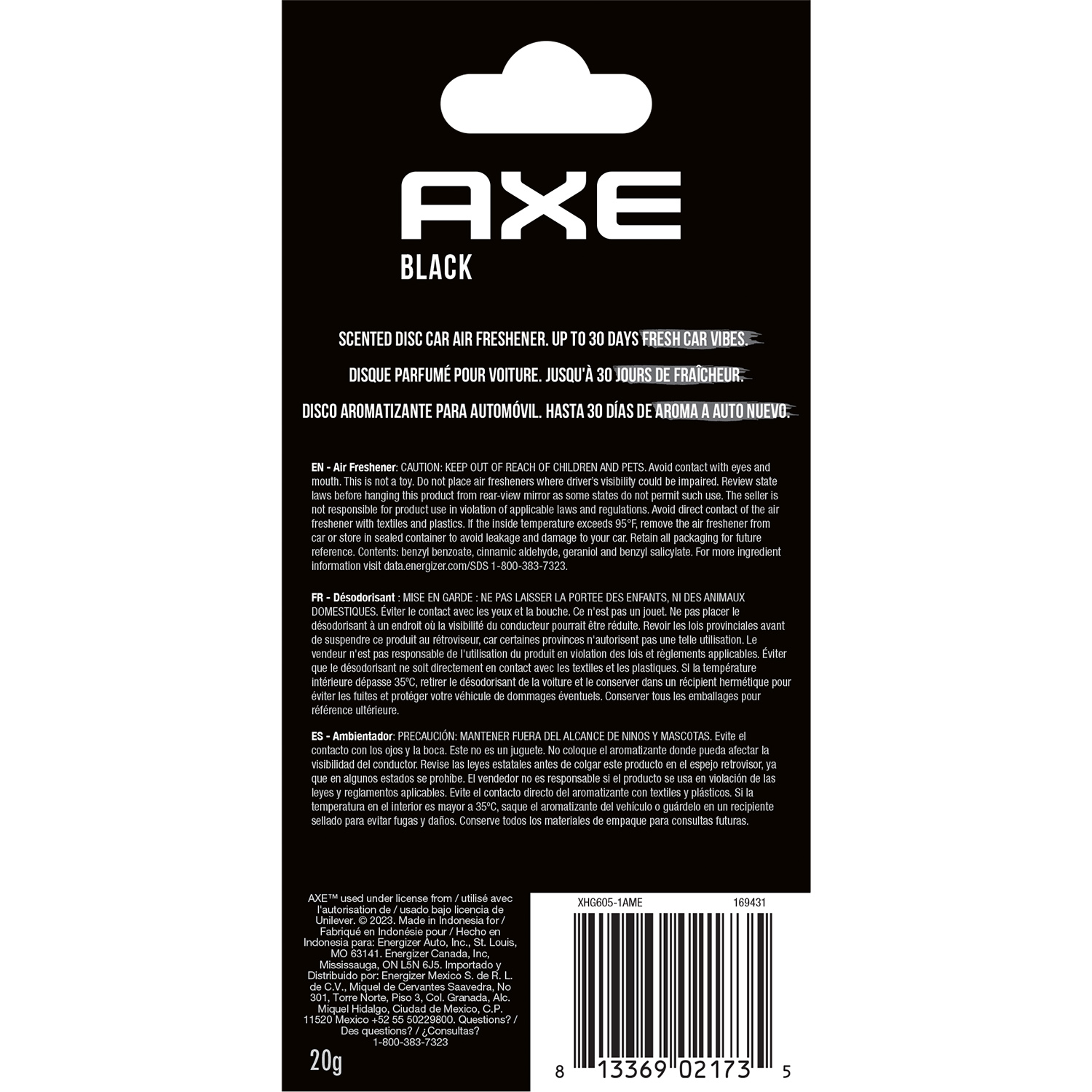 slide 2 of 2, AXE 3D Hanging Gel Car Air Freshener (Black Scent, 1 Pack), 1 ct