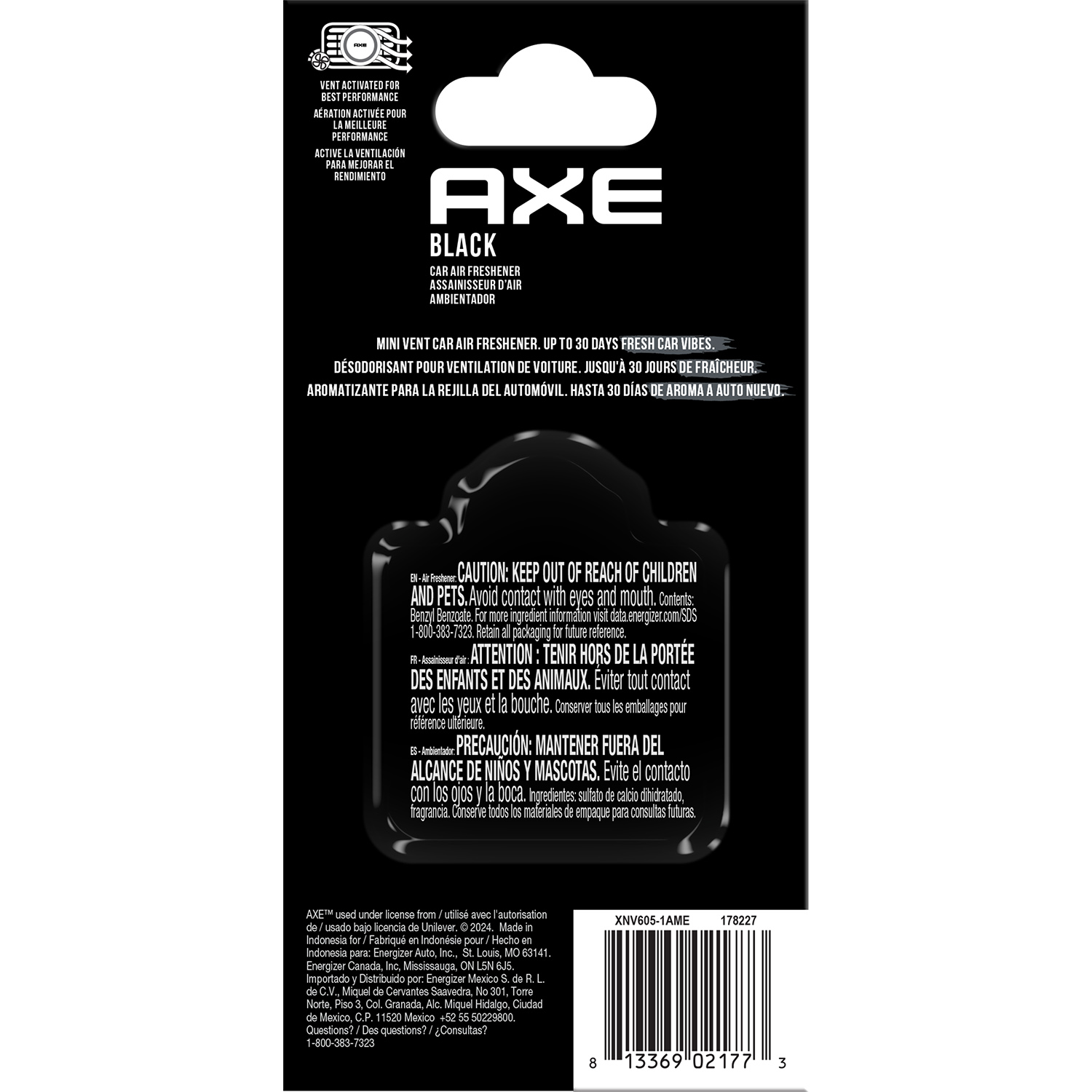 slide 2 of 2, AXE Black Car Air Freshener 17 g, 1 ct