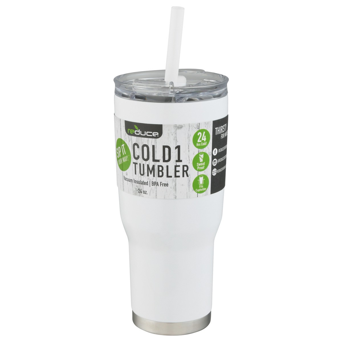 slide 2 of 11, Reduce Cold 1 24 Ounce White Tumbler 1 ea, 1 ea