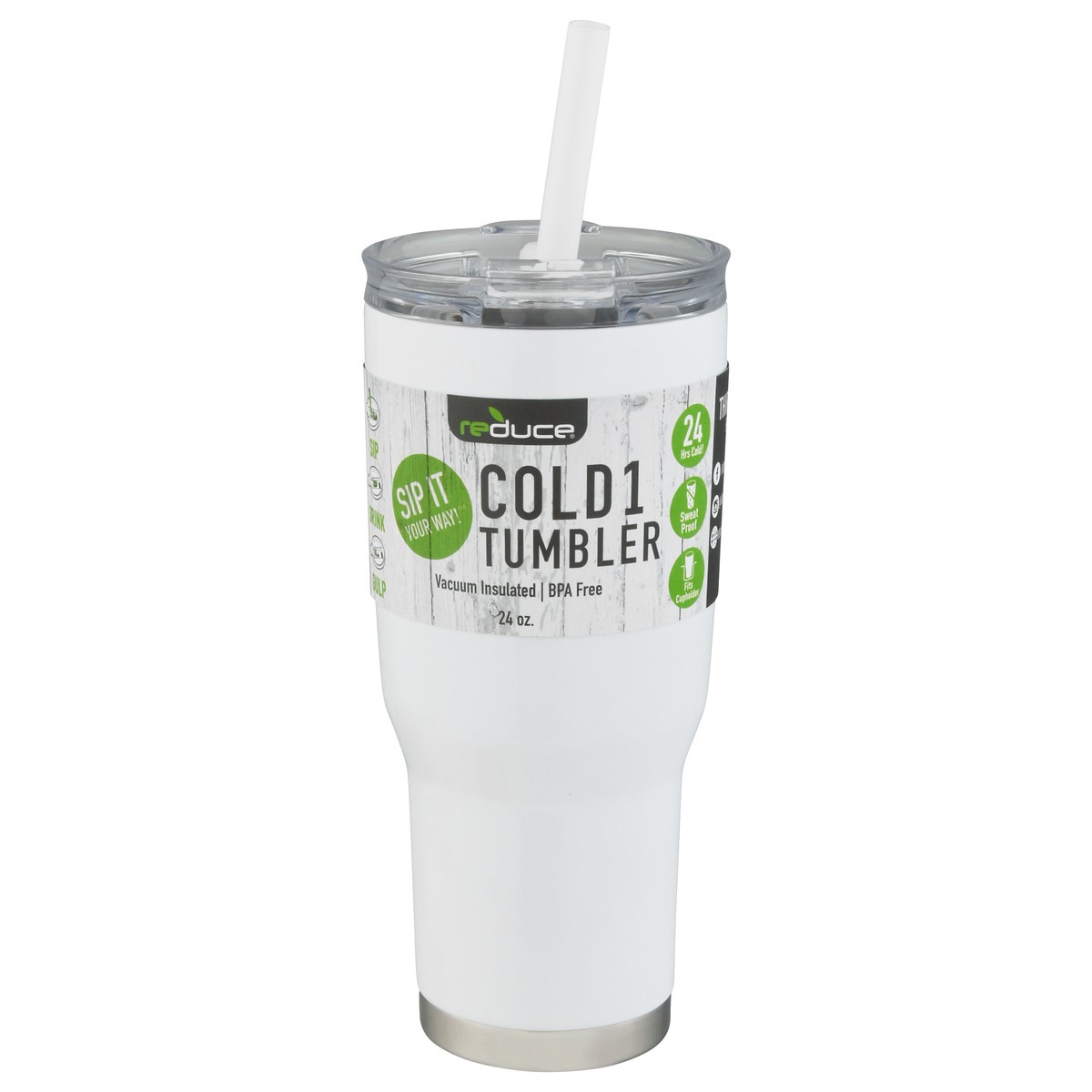 slide 5 of 11, Reduce Cold 1 24 Ounce White Tumbler 1 ea, 1 ea