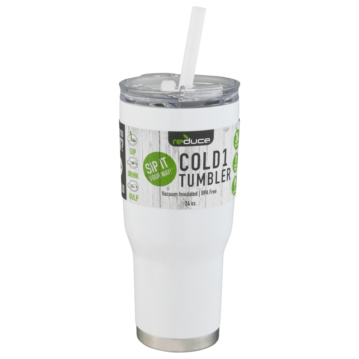 slide 6 of 11, Reduce Cold 1 24 Ounce White Tumbler 1 ea, 1 ea