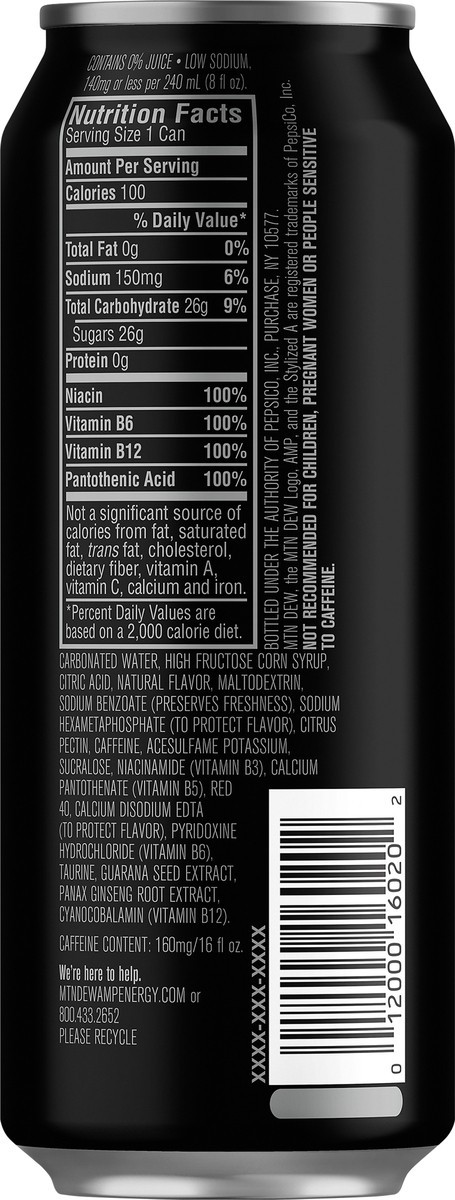 slide 8 of 8, Mountain Dew Amp Tropical Punch Flavored Energy Drink - 16 oz, 16 oz