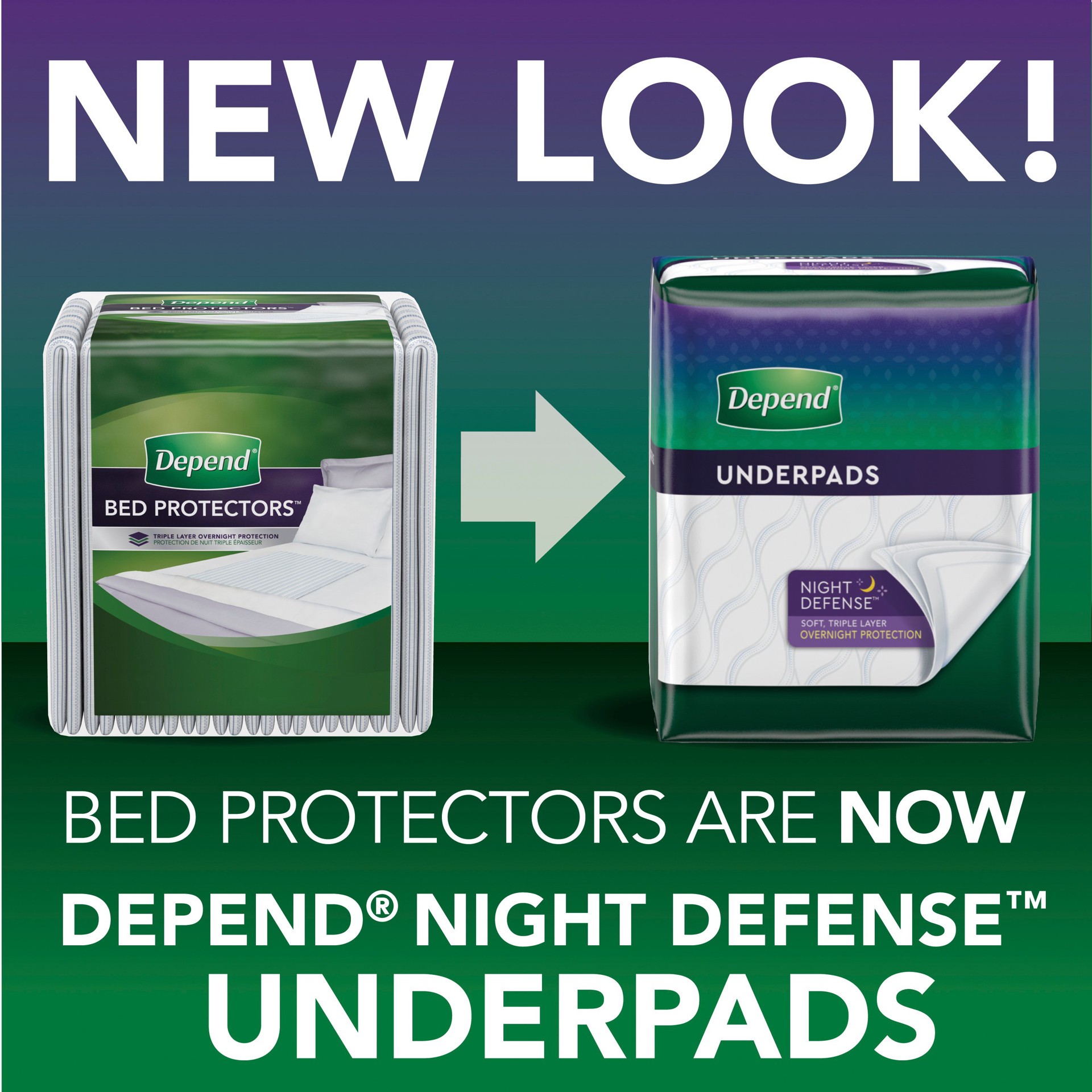 slide 4 of 5, Depend Night Defense Underpads - Disposable Incontinence Bed Pads, Triple Layer Absorbency for Adults, Slip Resistant, 36" x 21", 12 Count, 12 ct