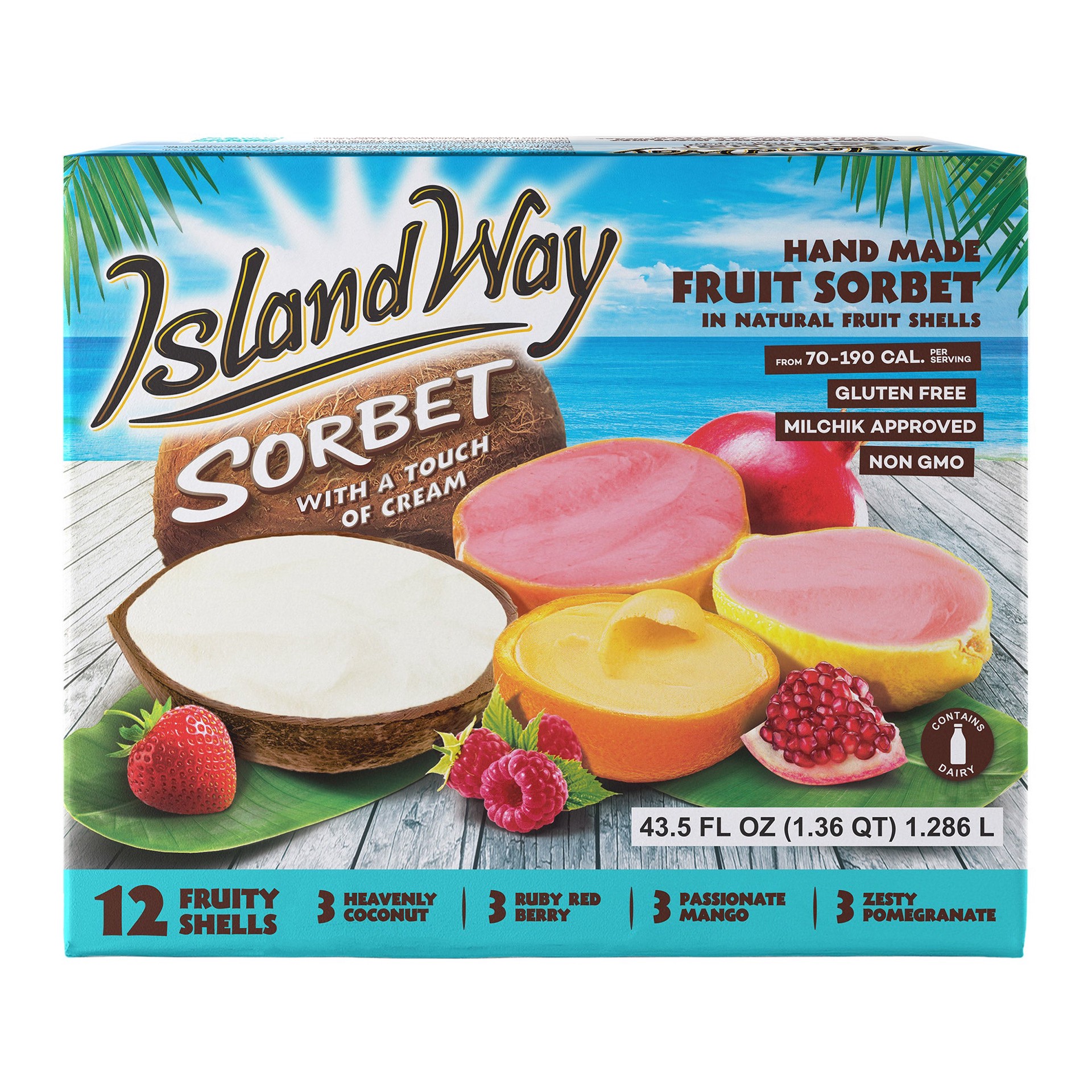 slide 1 of 1, Island Way Products Island Way Sorbet, Variety Pack, 43.1 fl oz, 12 count, 