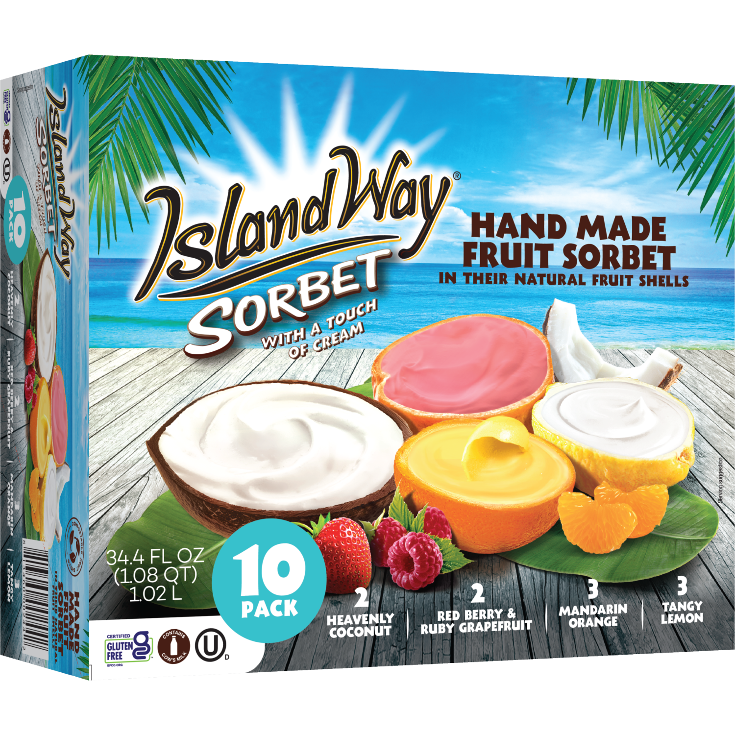 slide 1 of 2, Island Way Sorbet Hand Made Fruit Sorbet, 10 ct