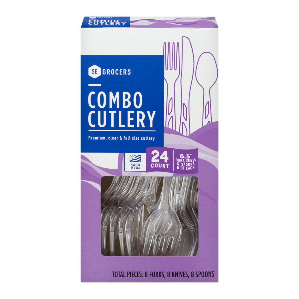 slide 1 of 1, SE Grocers Premium, Clear & Full Size Combo Cutlery - 24 CT, 24 ct