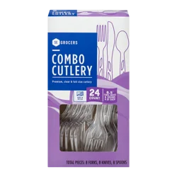 SE Grocers Premium, Clear & Full Size Combo Cutlery - 24 CT