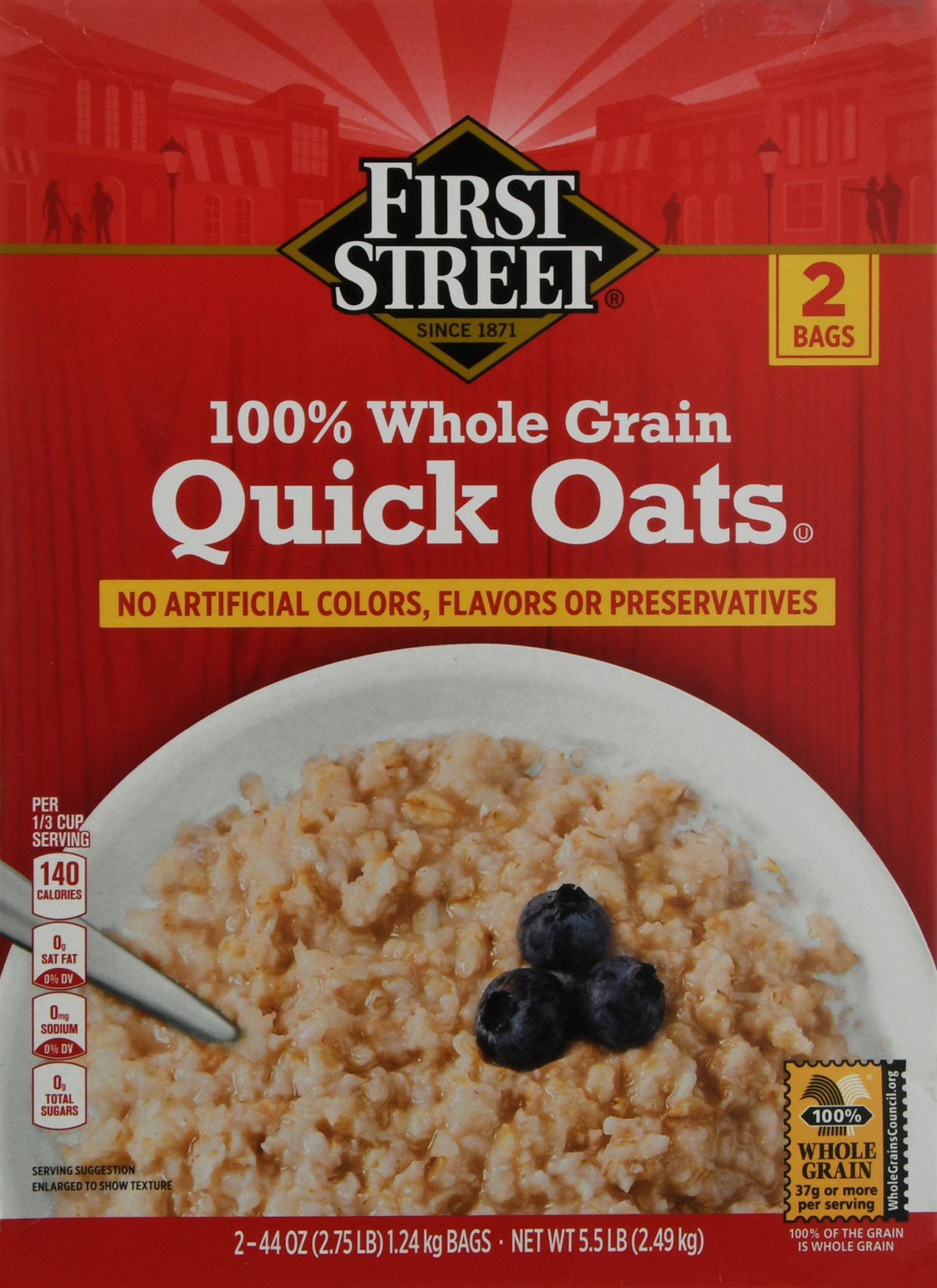 slide 1 of 1, First Street Quick Oats, 88 oz