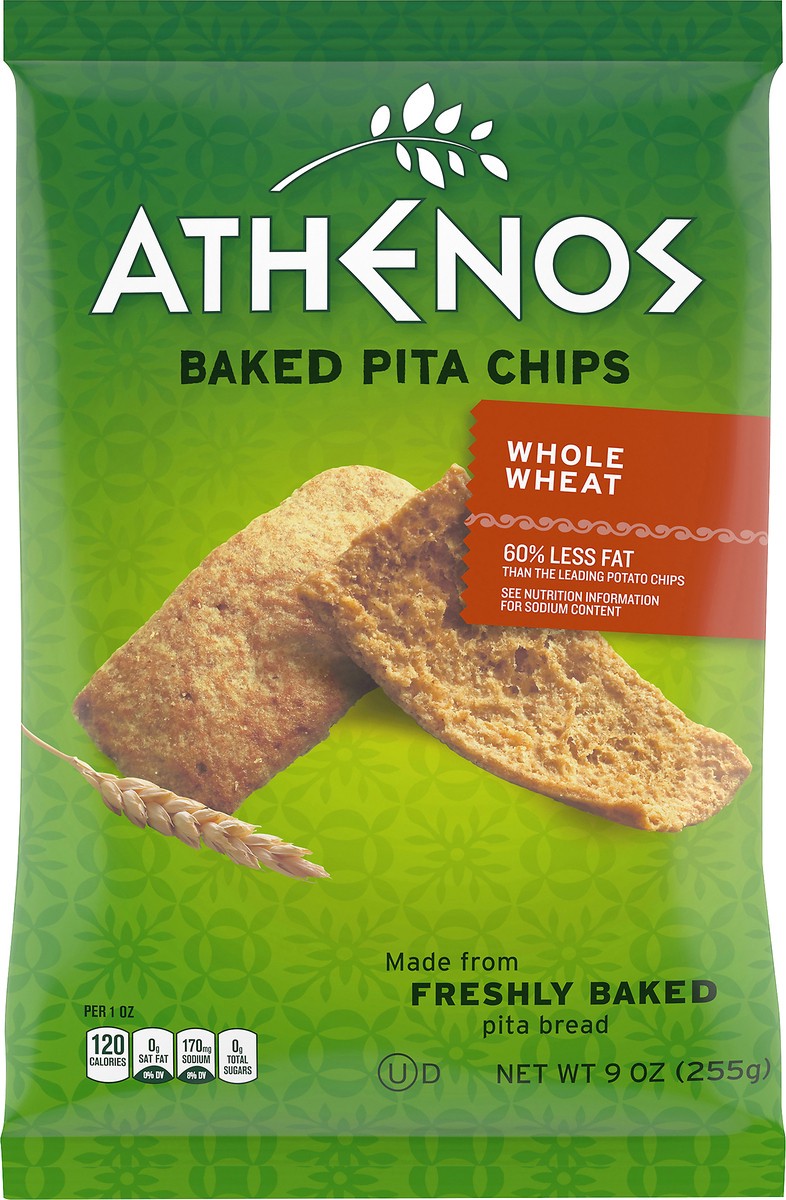 slide 2 of 14, Athenos Whole Wheat Baked Pita Chips, 9 oz Bag, 9 oz