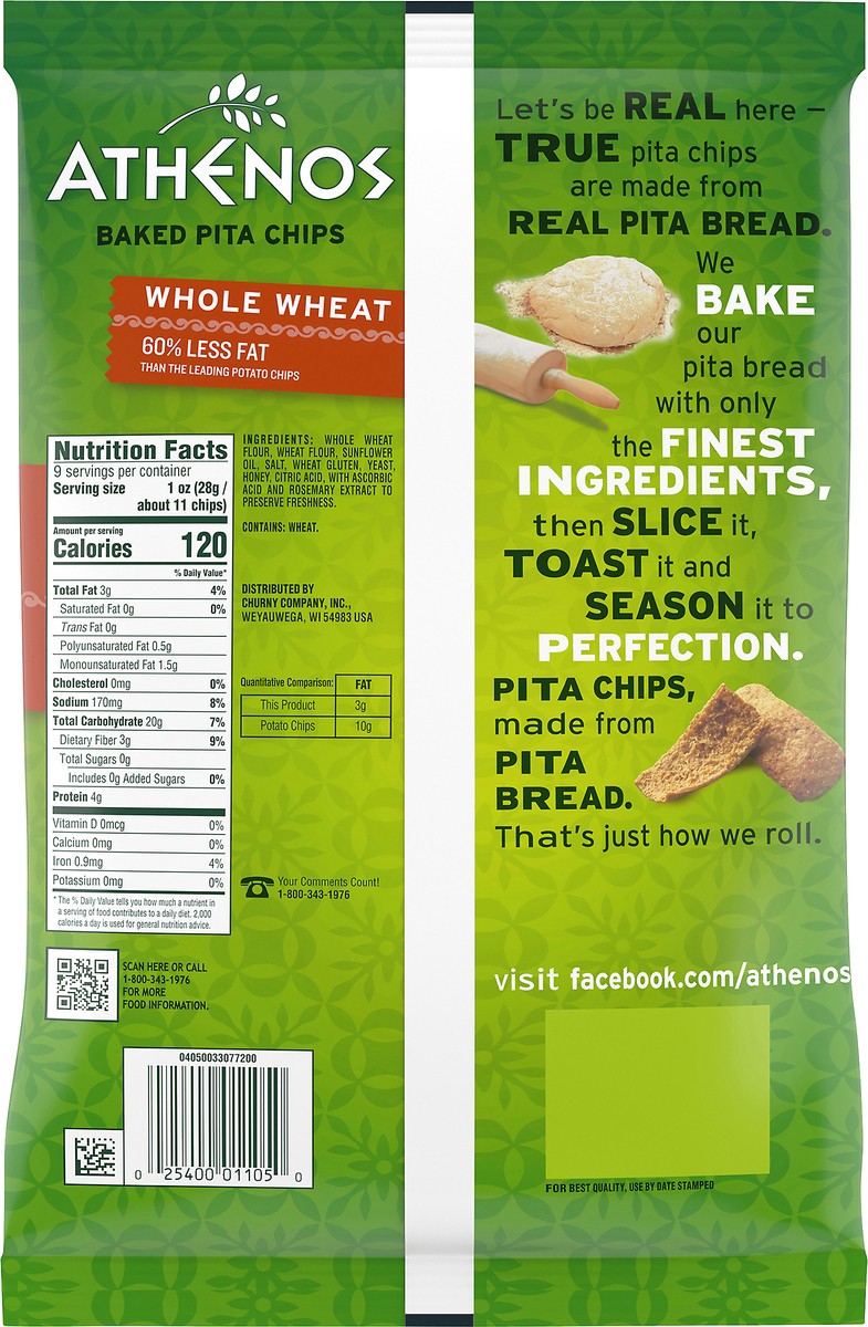 slide 12 of 14, Athenos Whole Wheat Baked Pita Chips, 9 oz Bag, 9 oz