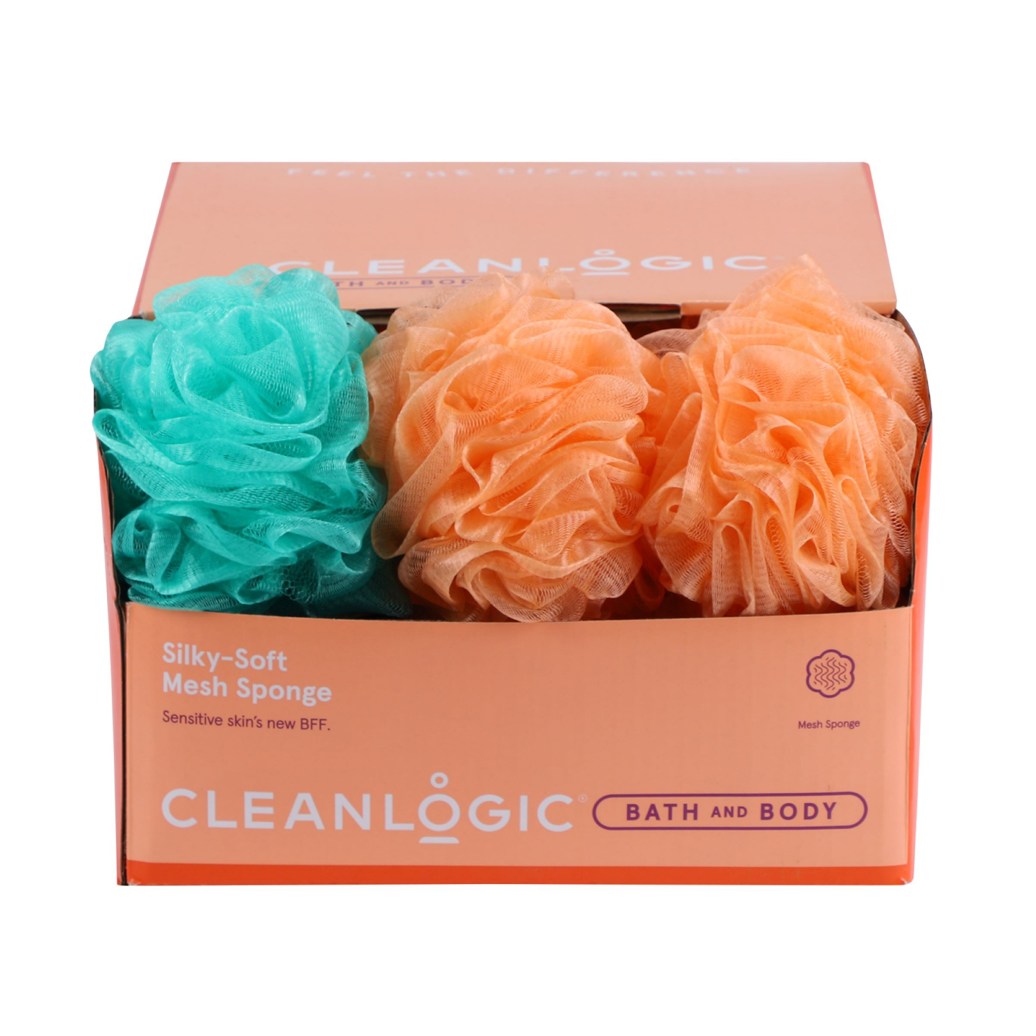 slide 2 of 2, cleanlogic Silky Mesh Bath Sponge 1 ea, 1 ct