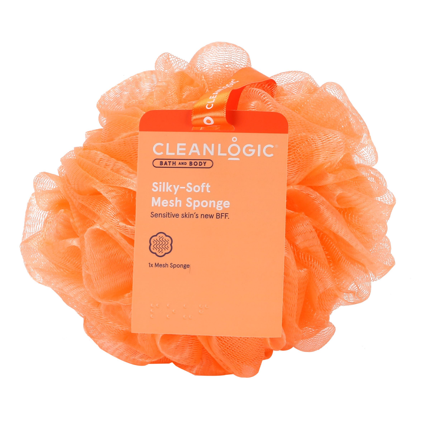 slide 1 of 2, cleanlogic Silky Mesh Bath Sponge 1 ea, 1 ct