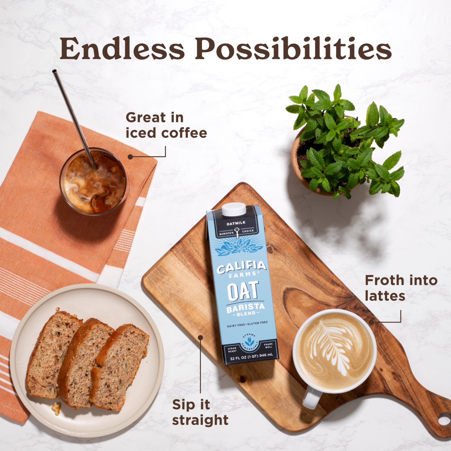 slide 7 of 8, Califia Farms Barista Blend Oatmilk 32 fl oz, 32 fl oz