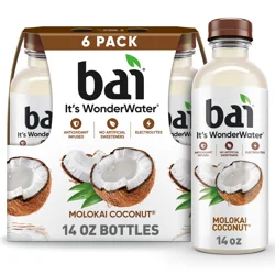 Bai Coconut Flavored Water, Molokai Coconut, Antioxidant Infused Beverage, 14 fl oz Bottles, 6 Pack