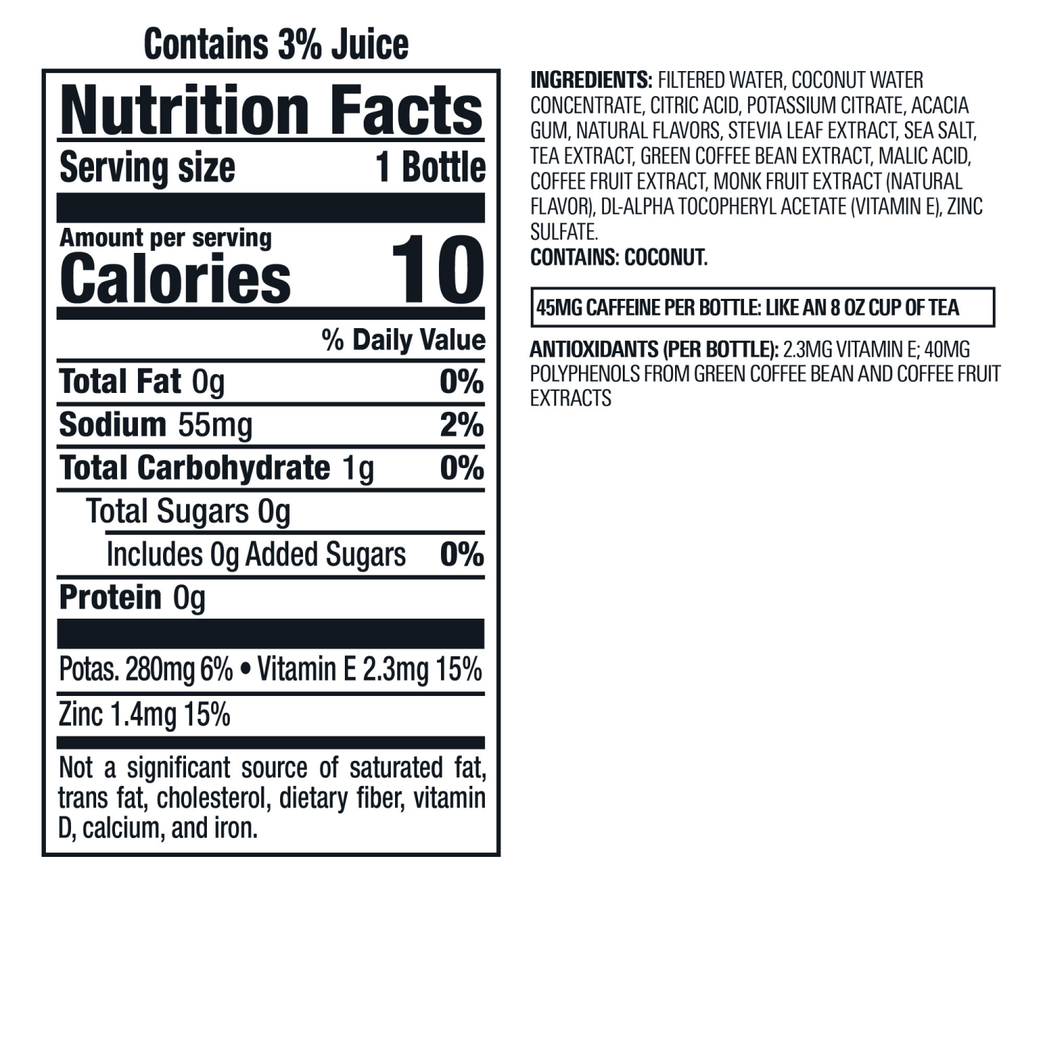 slide 4 of 4, Bai Coconut Flavored Water, Puna Coconut Pineapple, Antioxidant Infused Beverage, 14 fl oz Bottles, 6 Pack, 6 ct