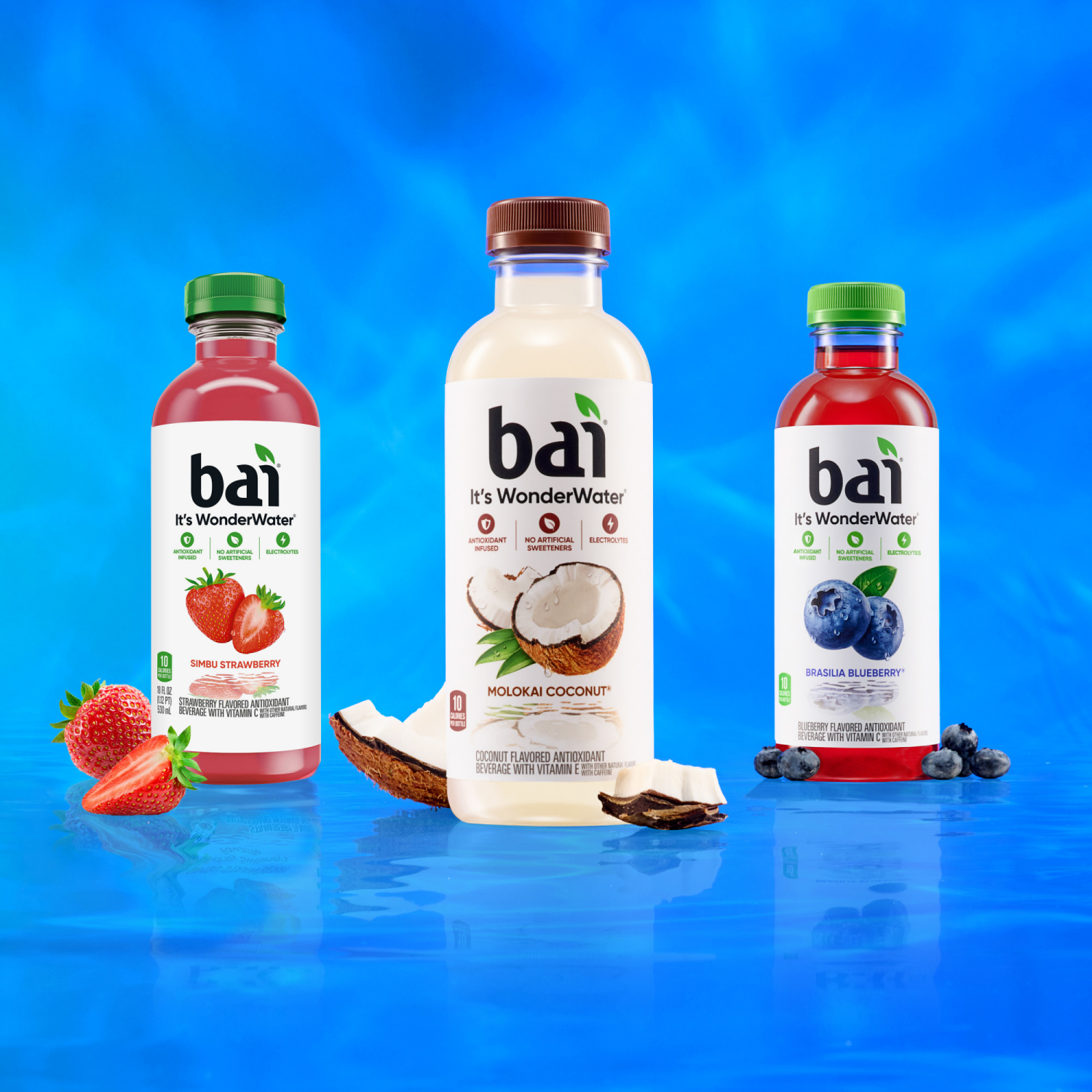 slide 8 of 8, Bai Coconut Flavored Water, Molokai Coconut, Antioxidant Infused Beverage, 18 Fluid Ounce Bottle, 18 fl oz
