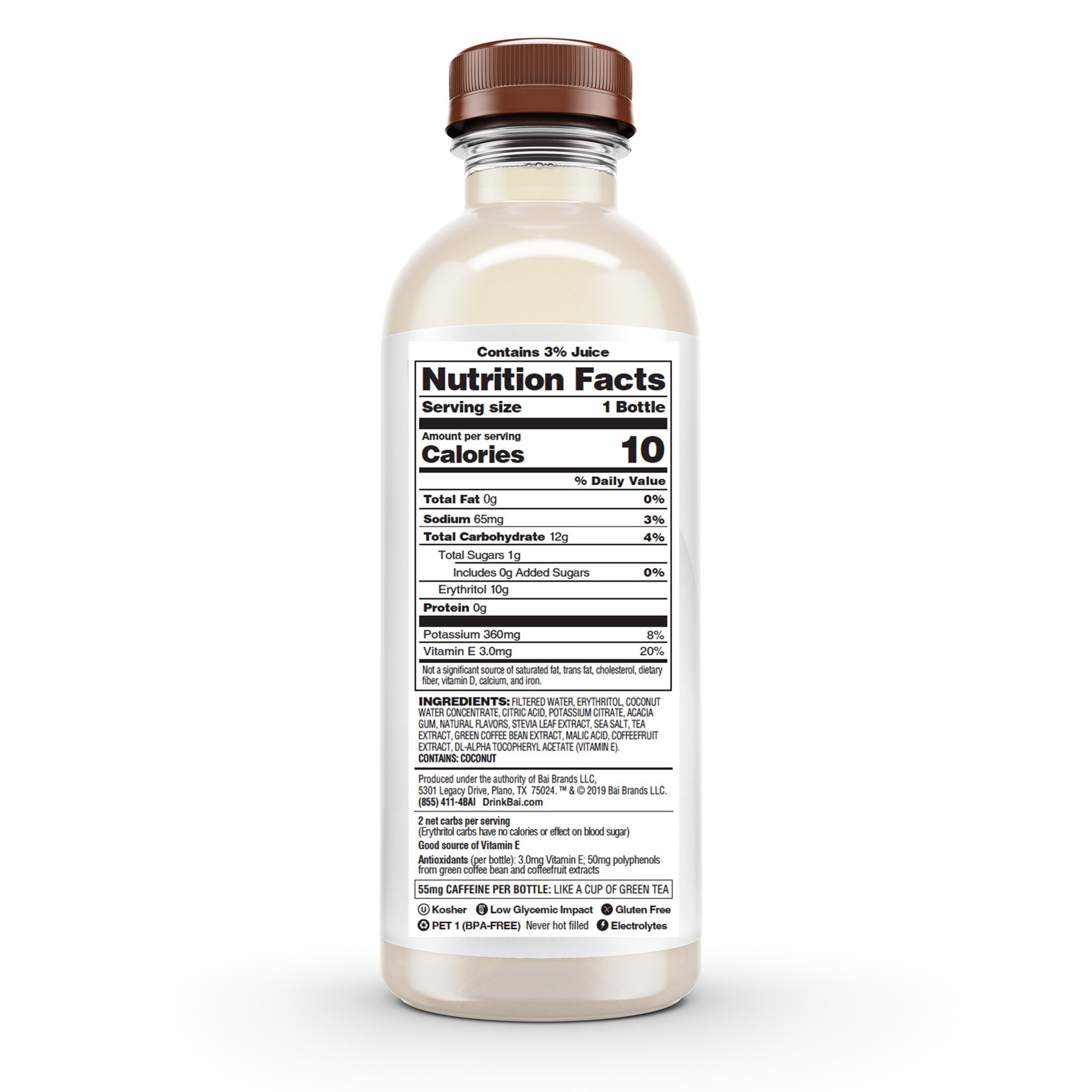 slide 2 of 6, Bai Coconut Flavored Water, Puna Coconut Pineapple, Antioxidant Infused Beverage, 18 Fluid Ounce Bottle, 18 fl oz